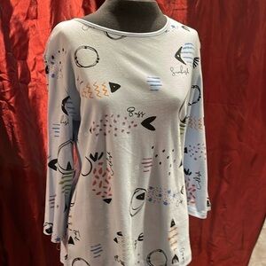 Small Jess And jane baby blue catfish three-quarter sleeve scoopneck